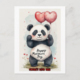 Cartão Postal De Festividades Panda desejando um Feliz Dia das Mães em um