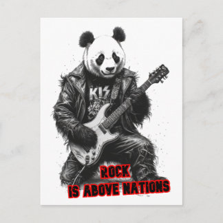 Cartão Postal De Festividades Panda diz: Rock está acima das Nações em um
