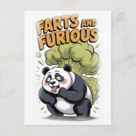 Cartão Postal De Festividades Panda engraçado fazendo um Peido em um Branco