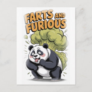 Cartão Postal De Festividades Panda engraçado fazendo um Peido em um Branco