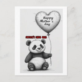 Cartão Postal De Festividades Panda fofo deseja a você um Feliz Dia das Mães em 