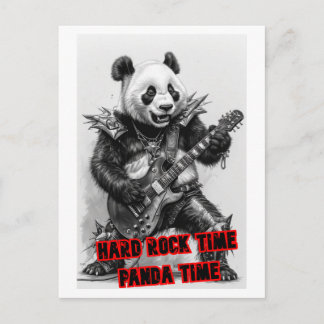 Cartão Postal De Festividades Panda Hard Rocker de Heavy Metal em