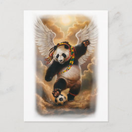 Cartão Postal De Festividades Panda Jamaicano jogando Futebol em um 