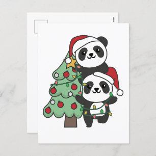 Cartão Postal De Festividades Panda Natal Árvore de Natal Pandas