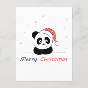 Cartão Postal De Festividades Panda Natal Neve Animais de Inverno Pandas