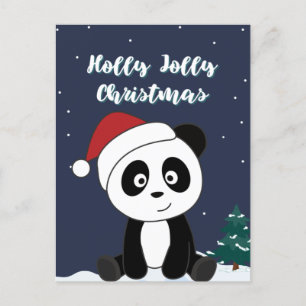 Cartão Postal De Festividades Panda Natal Neve Animais de Inverno Pandas Feriado