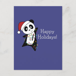 Cartão Postal De Festividades Panda Natal Neve Inverno Animais Pandas Feriado
