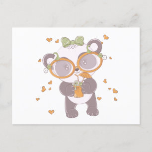 Cartão Postal De Festividades Panda Super Bonita Com Halloween De Bebida Olhal