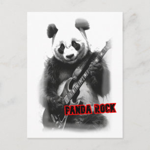 Cartão Postal De Festividades Panda tocando Rock em um
