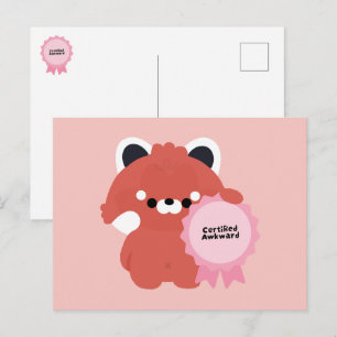 Cartão Postal De Festividades Panda Vermelho Desajeitado Certificado