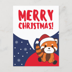 Cartão Postal De Festividades Panda Vermelho Natal Neve Inverno Animais Pandas H