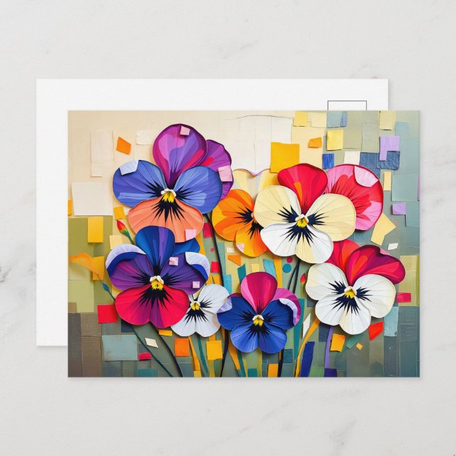 Cartão Postal De Festividades Pansy encantador no estilo moderno de Abstrato (Frente/Verso)