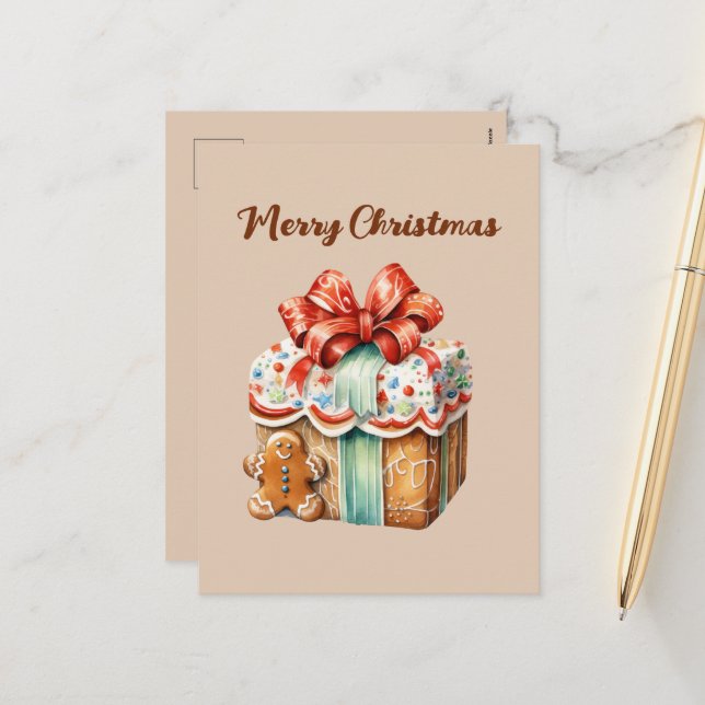 Cartão Postal De Festividades Pão-d'água festivo de Natal (Frente/Verso In Situ)