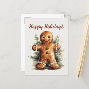 Cartão Postal De Festividades Pão-de-água, gengibre, adicionar texto Feriado