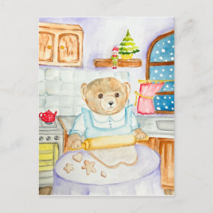 Cartão Postal De Festividades Pão de gengibre assar de urso