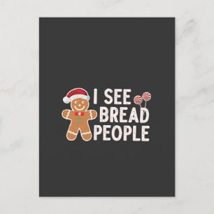 Cartão Postal De Festividades Pão de gengibre engraçado Natal feriado culinária 