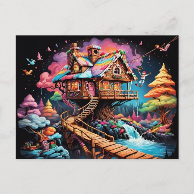 Cartão Postal De Festividades Pão-de-pão-de-gengibre natal pagelado (Frente)