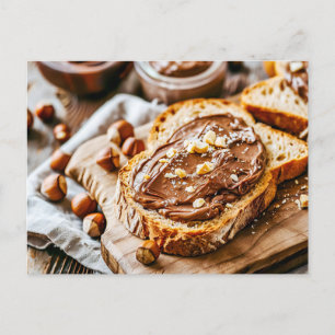 Cartão Postal De Festividades Pão tostado com chocolate cremoso