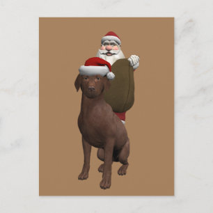 Cartão Postal De Festividades Papai Noel Ama Seu Cachorrinho