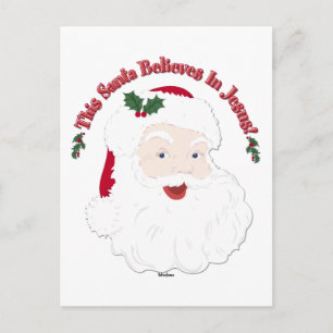 Cartão Postal De Festividades Papai Noel ao Estilo Vintage Acredita em Jesus