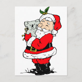 Cartão Postal De Festividades Papai noel australiano bonito do Natal com koala