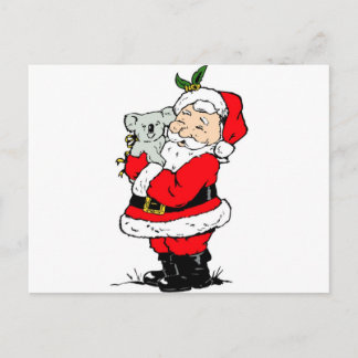 Cartão Postal De Festividades Papai noel australiano bonito do Natal com koala