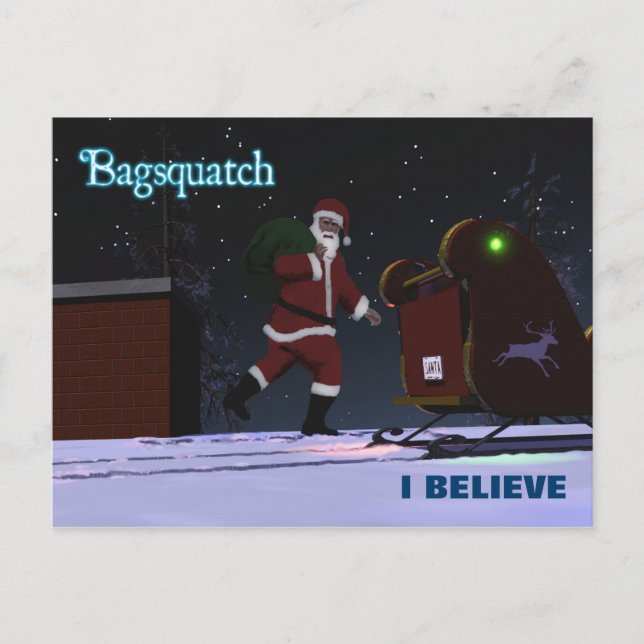 Cartão Postal De Festividades Papai Noel - Bagsquatch (Frente)