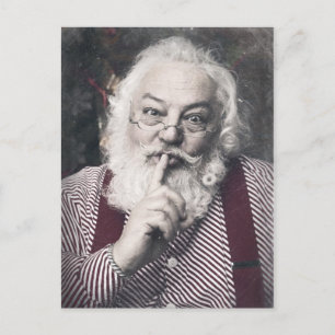Cartão Postal De Festividades Papai Noel clássico que diz o para ser quieto