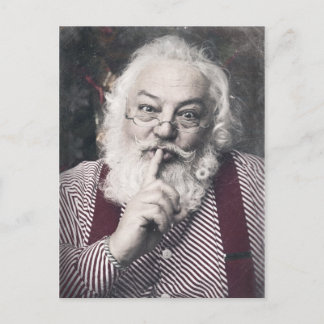 Cartão Postal De Festividades Papai Noel clássico que diz o para ser quieto