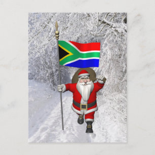 Cartão Postal De Festividades Papai Noel Com Alferes Da África Do Sul