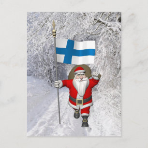 Cartão Postal De Festividades Papai Noel Com Alferes Da Finlândia