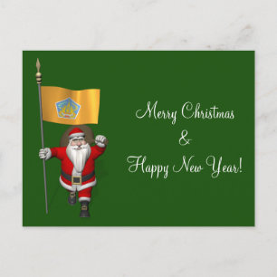 Cartão Postal De Festividades Papai Noel Com Alferes De Bali