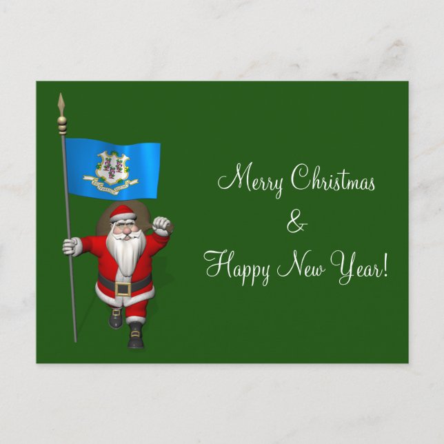Cartão Postal De Festividades Papai Noel Com Alferes De Connecticut (Frente)
