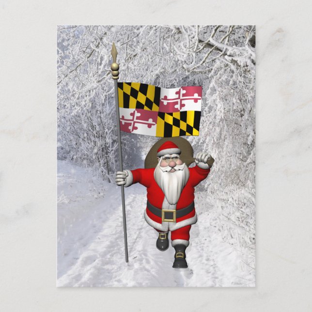 Cartão Postal De Festividades Papai Noel Com Alferes De Maryland (Frente)