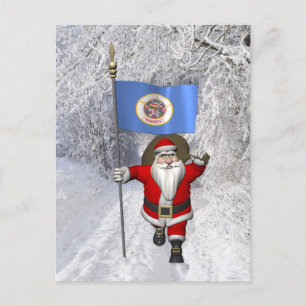 Cartão Postal De Festividades Papai Noel Com Alferes De Minnesota
