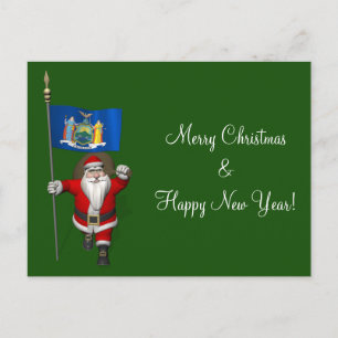 Cartão Postal De Festividades Papai Noel Com Alferes De Nova York, Estado Norte-