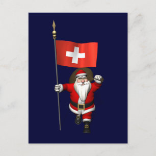 Cartão Postal De Festividades Papai Noel Com Alferes De Suiça