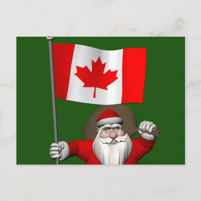 Cartão Postal De Festividades Papai Noel Com Alferes Do Canadá (Frente)