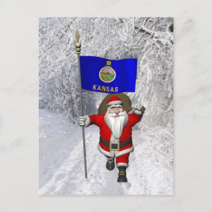 Cartão Postal De Festividades Papai Noel Com Alferes Do Kansas