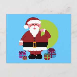 Cartão Postal De Festividades Papai Noel com Presentes