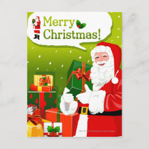 Cartão Postal De Festividades Papai Noel com presentes
