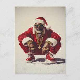 Cartão Postal De Festividades Papai Noel com Swag: Uma Visão Moderna do Ícone de