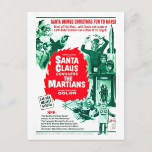 CARTÃO POSTAL DE FESTIVIDADES PAPAI NOEL CONQUISTA O CARTÃO DE MARCIANO