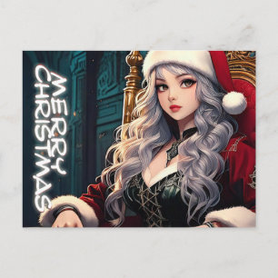 Cartão Postal De Festividades Papai Noel de Cabelo Prateado – Feliz Natal