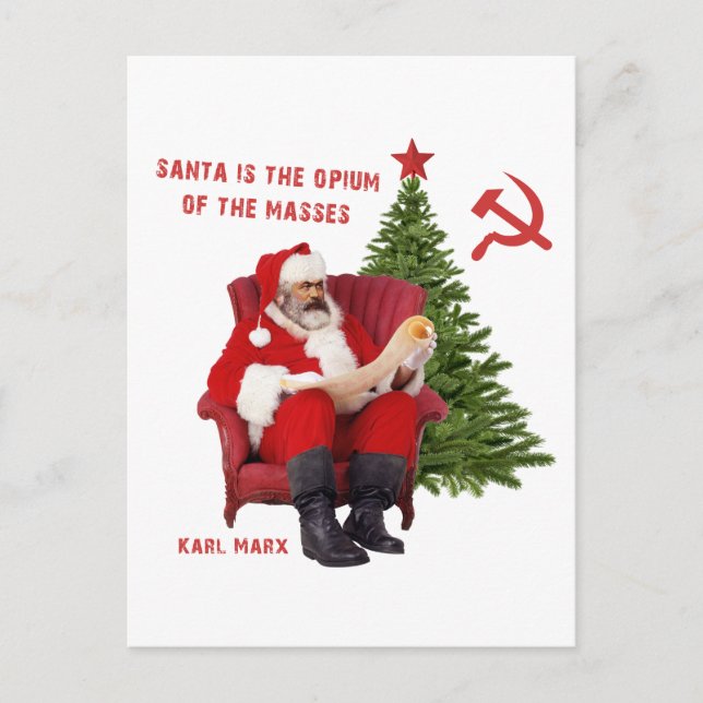 Cartão Postal De Festividades Papai noel de Karl Marx (Frente)