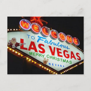 Cartão Postal De Festividades Papai noel de Las Vegas/cartão Feliz Natal da ren