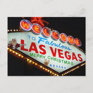 Cartão Postal De Festividades Papai noel de Las Vegas/cartão Feliz Natal da rena