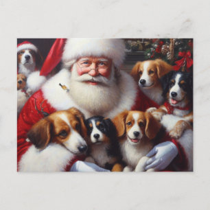 Cartão Postal De Festividades Papai Noel de Natal com Cães 2
