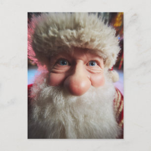 Cartão Postal De Festividades Papai Noel de Natal em Close-Up Alegre