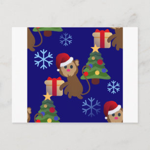 Cartão Postal De Festividades papai noel de natal, macaco emoji